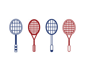 badminton racket sport game vector icon design simple flat illustration collections sets
