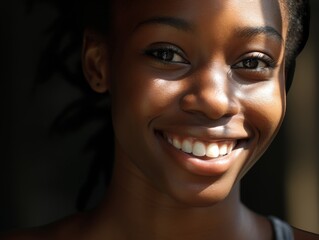 Smiling african american woman with beautiful eyes