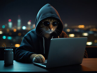 Cat Hacker Cybersecurity Network Security