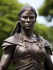 Heroic warrior statue in nature