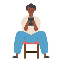 man reading ebook on tablet