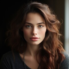 Naklejka premium Captivating portrait of a young woman with striking features