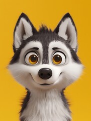 Obraz premium 3D Cute Husky Mascot Character