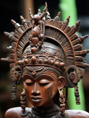 Obraz premium Intricate wooden carving of a deity