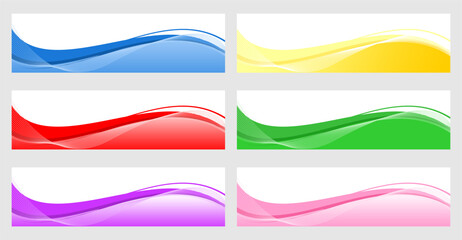 Abstract smooth color wave vector. Curve flow wave background vector set illustration.