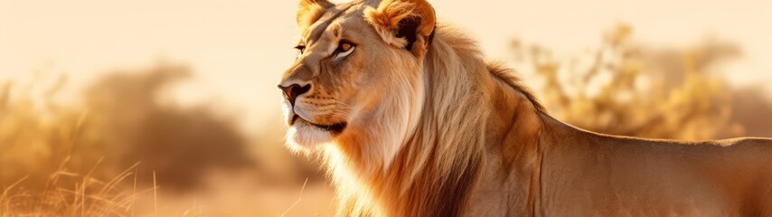 majestic lion in the golden savanna