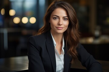 Fototapeta premium confident business woman in black suit