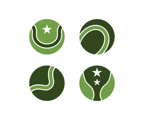 tennis ball sport icon vector design simple flat modern with star illustration collections sets