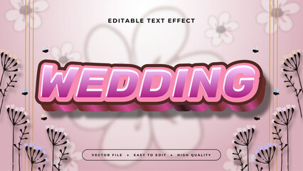 Pink black and purple violet wedding 3d editable text effect - font style