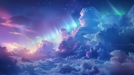 A majestic celestial dance of colors amidst the clouds
