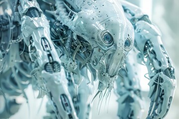 Unconventional creatures roam a futuristic habitat