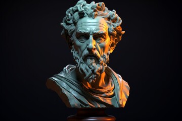 Dramatic sculpture of an ancient philosopher