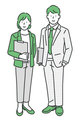 全身のスーツの女性と男性