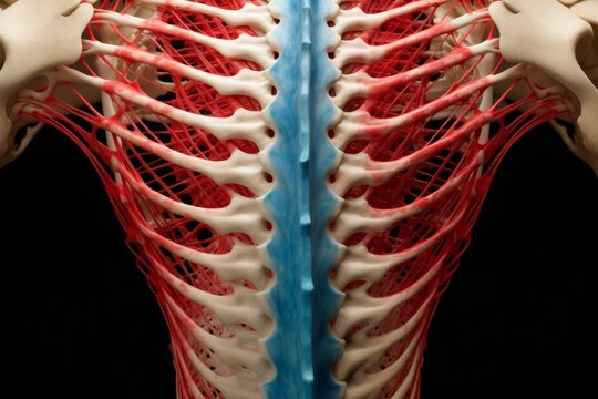Detailed view of the human rib cage and vascular system