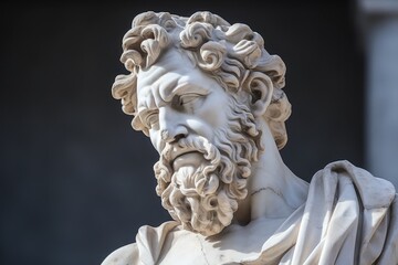Naklejka premium Detailed sculpture of a pensive male figure