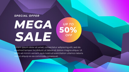 Black green and purple violet vector gradient abstract sale background with geometric shapes elements. For background presentation, background, wallpaper, banner, brochure, web layout, and cover