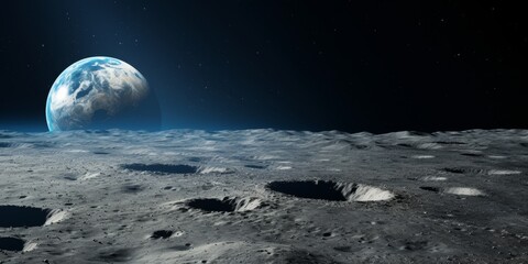 Breathtaking view of earth from the lunar surface
