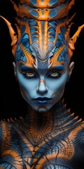 Vibrant fantasy creature face with intricate patterns