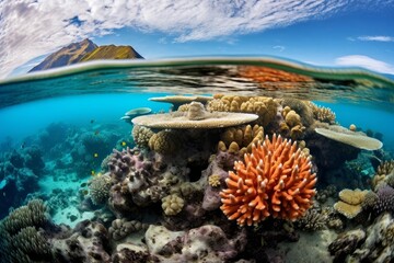 Vibrant coral reef underwater landscape