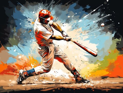 dynamic baseball player batting action