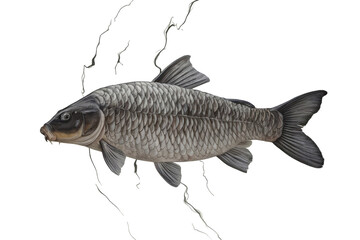 Fototapeta premium isolated fresh fish, GENERATIVE AI