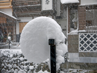 Fluffy Round shaped Snowdrift stick on the fence