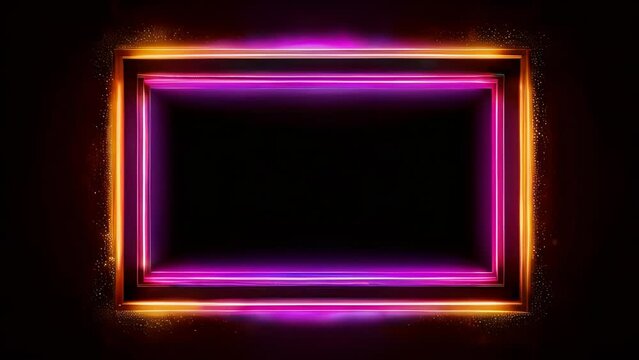 mesmerizing neon glow frame, radiating vibrant hues against a dark backdrop, offers a striking canvas to showcase upcoming sales events or festive announcements with ample space for personalized text.