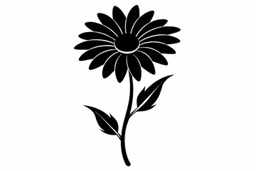 Daisy black and white flower silhouette on white background, Vector illustration, bird, icon, svg, characters, Holiday t shirt, Hand drawn trendy Vector illustration, Rose flower