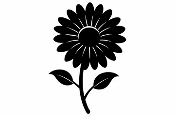 Daisy black and white flower silhouette on white background, Vector illustration, bird, icon, svg, characters, Holiday t shirt, Hand drawn trendy Vector illustration, Rose flower