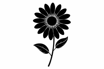 Daisy black and white flower silhouette on white background, Vector illustration, bird, icon, svg, characters, Holiday t shirt, Hand drawn trendy Vector illustration, Rose flower