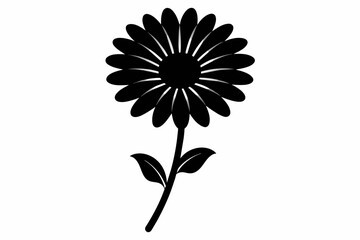 Daisy black and white flower silhouette on white background, Vector illustration, bird, icon, svg, characters, Holiday t shirt, Hand drawn trendy Vector illustration, Rose flower
