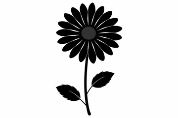 Daisy black and white flower silhouette on white background, Vector illustration, bird, icon, svg, characters, Holiday t shirt, Hand drawn trendy Vector illustration, Rose flower