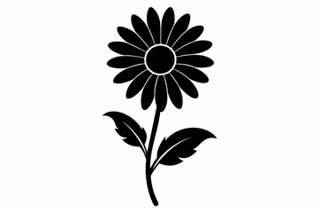 Daisy black and white flower silhouette on white background, Vector illustration, bird, icon, svg, characters, Holiday t shirt, Hand drawn trendy Vector illustration, Rose flower