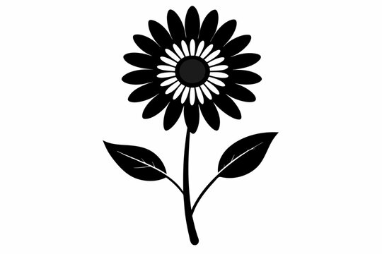 recommend clip art: Daisy black and white flower silhouette on white background, Vector illustration, bird, icon, svg, characters, Holiday t shirt, Hand drawn trendy Vector illustration, Rose flower