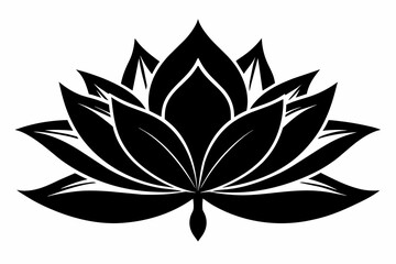 black and white lotus flower silhouette on white background, Vector illustration, bird, icon, svg, characters, Holiday t shirt, Hand drawn trendy Vector illustration, Rose flower
