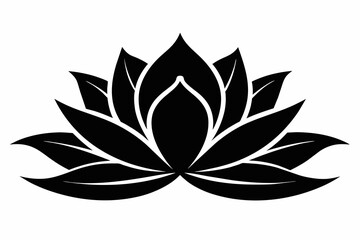 black and white lotus flower silhouette on white background, Vector illustration, bird, icon, svg, characters, Holiday t shirt, Hand drawn trendy Vector illustration, Rose flower