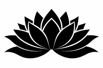 black and white lotus flower silhouette on white background, Vector illustration, bird, icon, svg, characters, Holiday t shirt, Hand drawn trendy Vector illustration, Rose flower