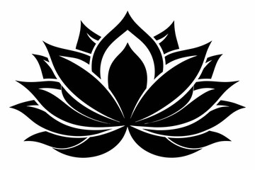 black and white lotus flower silhouette on white background, Vector illustration, bird, icon, svg, characters, Holiday t shirt, Hand drawn trendy Vector illustration, Rose flower