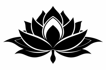 black and white lotus flower silhouette on white background, Vector illustration, bird, icon, svg, characters, Holiday t shirt, Hand drawn trendy Vector illustration, Rose flower