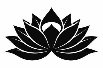black and white lotus flower silhouette on white background, Vector illustration, bird, icon, svg, characters, Holiday t shirt, Hand drawn trendy Vector illustration, Rose flower