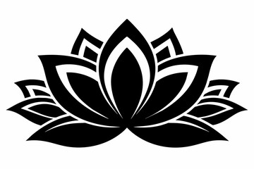 black and white lotus flower silhouette on white background, Vector illustration, bird, icon, svg, characters, Holiday t shirt, Hand drawn trendy Vector illustration, Rose flower