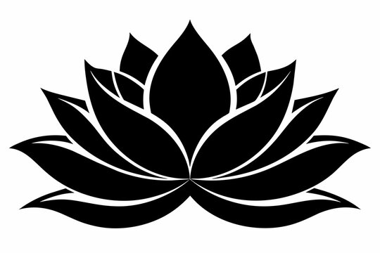black and white lotus flower silhouette on white background, Vector illustration, bird, icon, svg, characters, Holiday t shirt, Hand drawn trendy Vector illustration, Rose flower