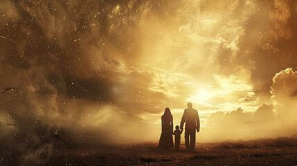 family prayer worship, religion concept 