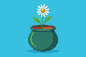 Daisy flowers in pots Vector illustration on white background, silhouette, bird, icon, svg, characters, Holiday t shirt, Hand drawn trendy Vector illustration, Rose flower