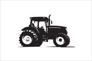 Tractor Silhouette illustration vector with black Classic old tractor on white background.