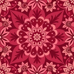 Fototapeta premium Seamless pattern of intricate mandalas and paisley motifs, capturing the richness of Indian textile designs, Generative AI 