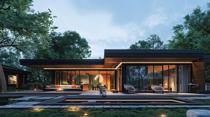 Obraz premium Modern house exterior with empty background for real estate concept.3d rendering. copy space for text.