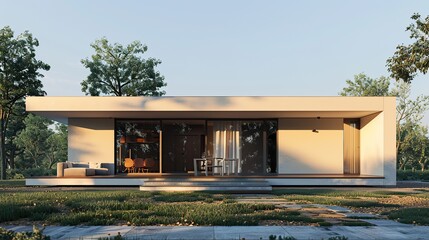 Fototapeta premium Modern house exterior with empty background for real estate concept.3d rendering. copy space for text.