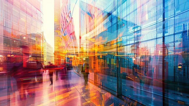 Multiple exposure of modern abstract glass architecture Multiple exposure of modern abstract glass architecture. copy space for text. - Powered by Adobe