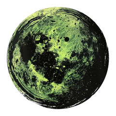 PNG Earth Shaped Risograph style green astronomy universe.